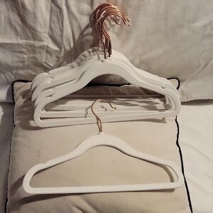 13 White Velvet Hangers with Rose Gold Hooks